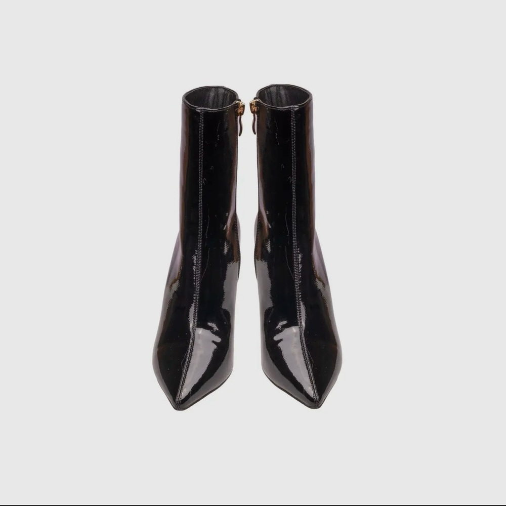 Black Patent Leather Ankle Boots